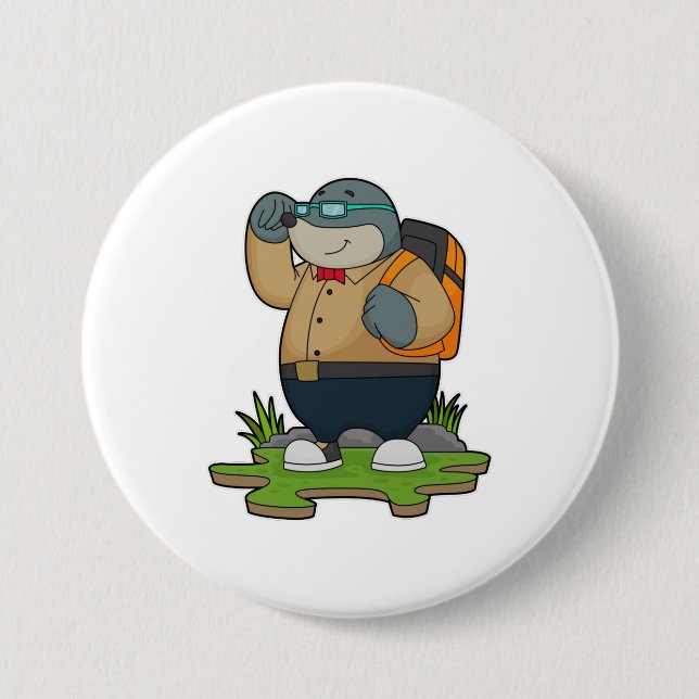 Mol as Hiker with Backpack Button (Vorderseite)