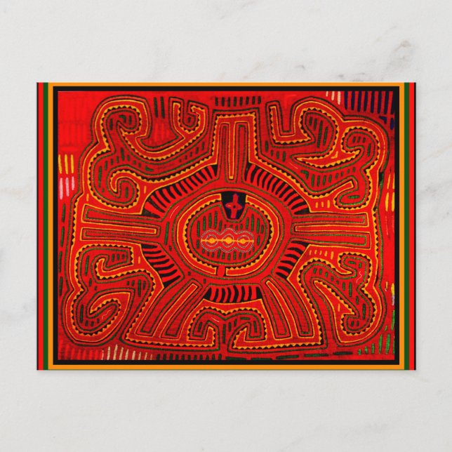 Mola Design von San Blas Amerikanischen Ureinwohne Postkarte (Vorderseite)