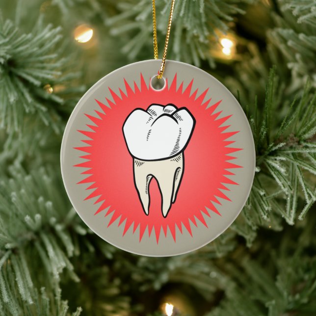 Molar frisch auf roter Sternexplosion extrahiert Keramik Ornament (Baum)