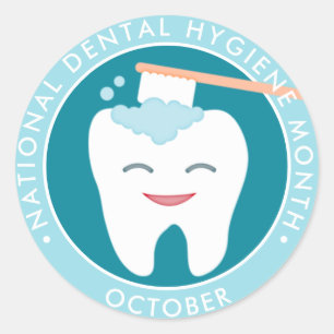 Molar Toothbrush National Dental Hygiene Monat Runder Aufkleber