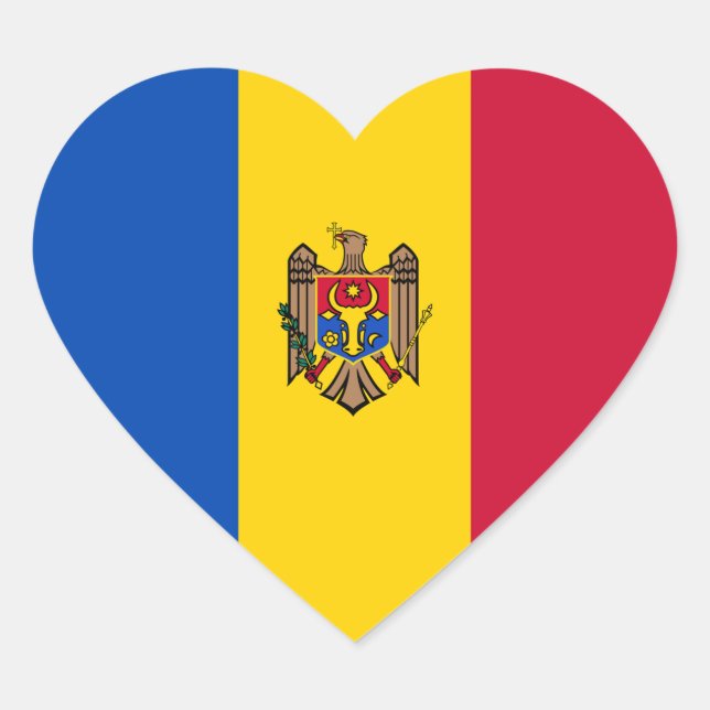 Moldau-Flagge Herz-Aufkleber (Vorderseite)