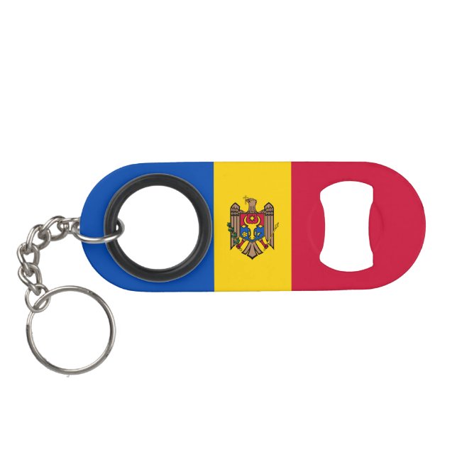 Moldau-Flagge Mini Flaschenöffner (Rückseite Horizontal)