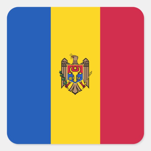 Moldau-Flagge Quadratischer Aufkleber (Vorderseite)