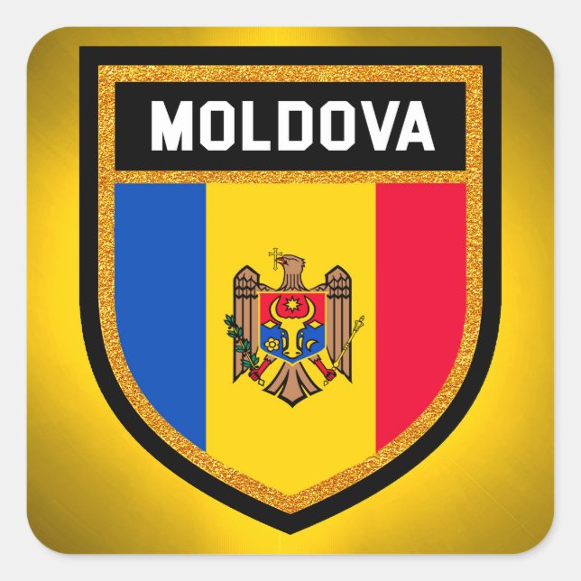 Moldau-Flagge Quadratischer Aufkleber (Vorderseite)