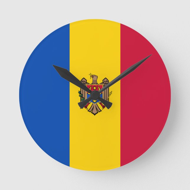Moldau-Flagge Runde Wanduhr (Vorderseite)