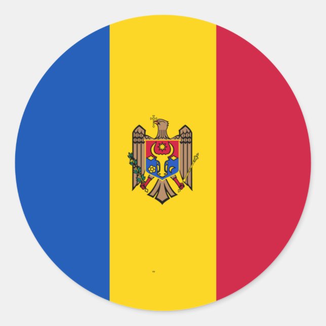 Moldau-Flagge Runder Aufkleber (Vorderseite)