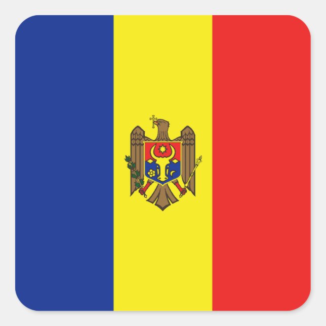 Moldau-Flaggen-Aufkleber Quadratischer Aufkleber (Vorderseite)