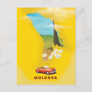 Moldau-Karte illustrierter Reiseplakat Postkarte