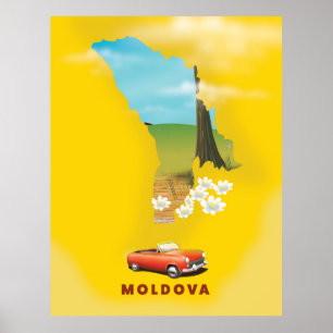 Moldau Karte illustriertes Reiseplakat Poster