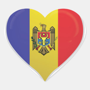 Moldau Liebe Flaggenstempel Herz-Aufkleber