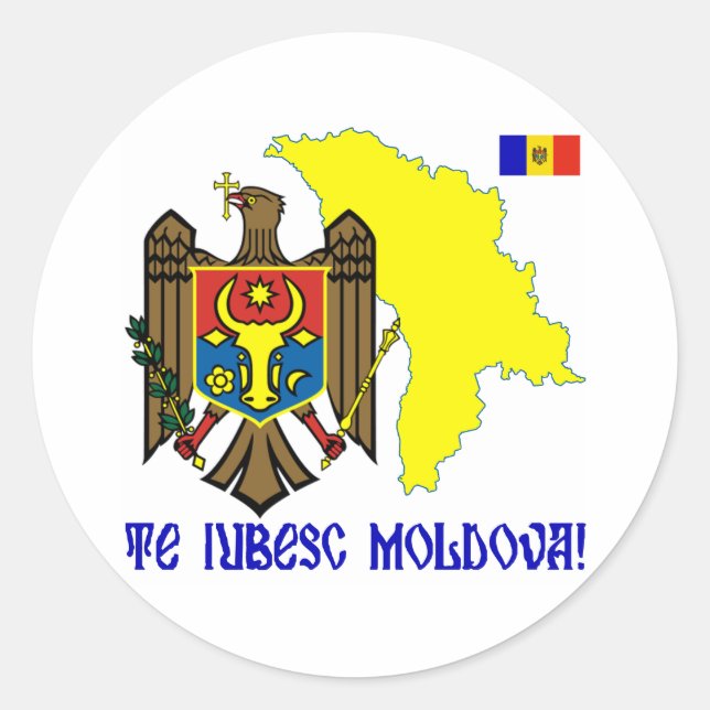 Moldau Runder Aufkleber (Vorderseite)