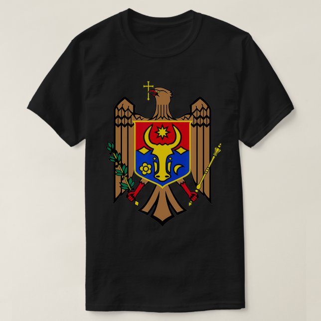 Moldau Wappen T-Shirt Flagge Moldau (Design vorne)