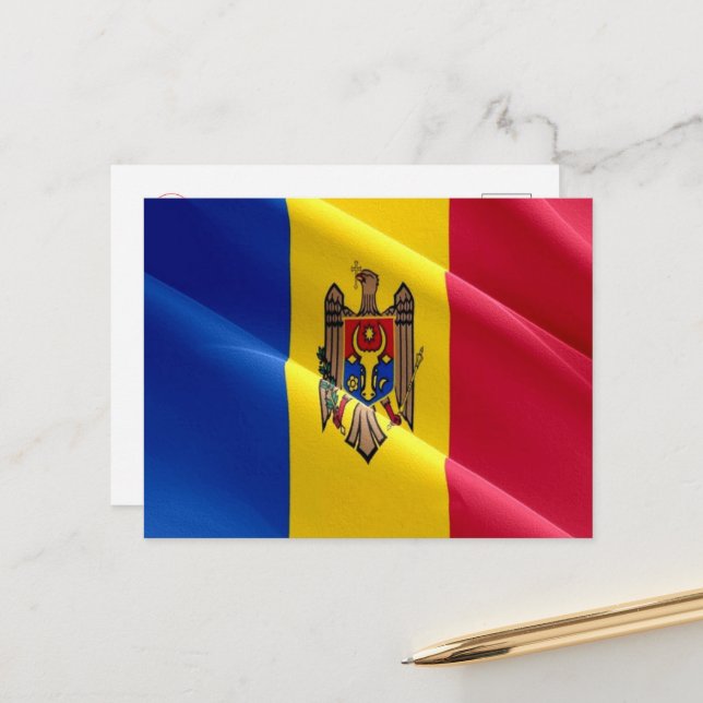 Moldau - Waving Flag - Postkarte (Vorderseite/Rückseite Beispiel)