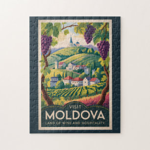 Moldau-Weingut-Illustration Reise Kunst Vintage
