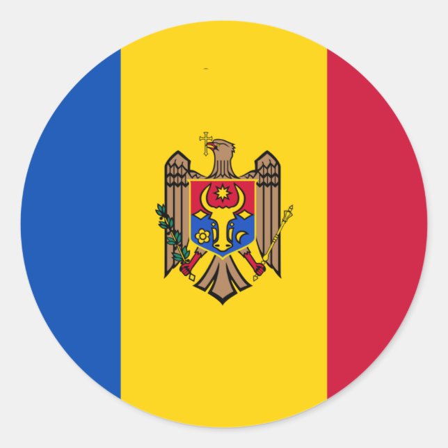 Moldaus Flagge, Flagge der Republik Moldau Runder Aufkleber (Vorderseite)