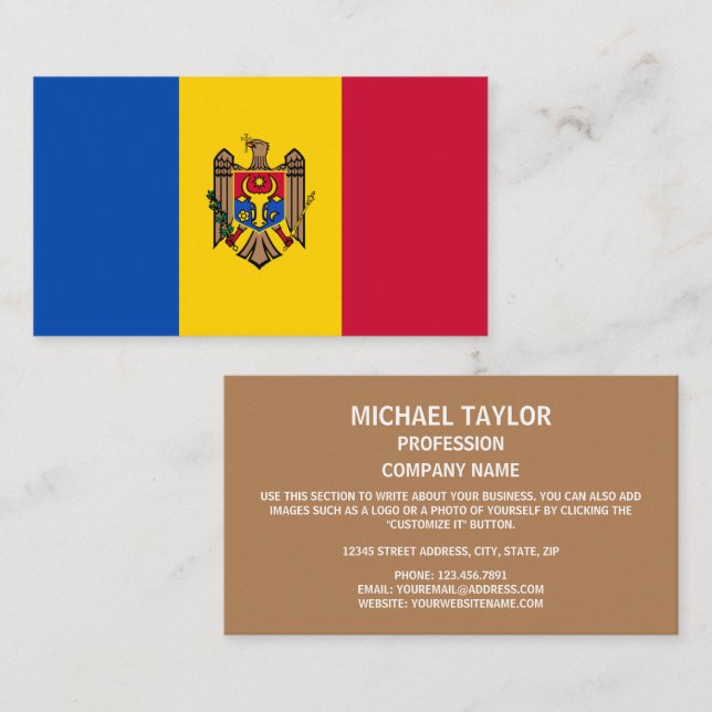 Moldaus Flagge, Flagge der Republik Moldau Visitenkarte (Vorne/Hinten)