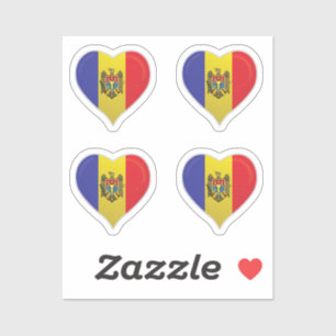 Moldavie amour drapeau fièreté coeur autocollant