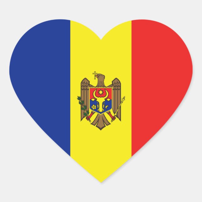 Moldawien-Flag-Heftsticker Herz-Aufkleber (Vorderseite)