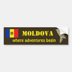 Moldawien Flagge + Karte Autoaufkleber