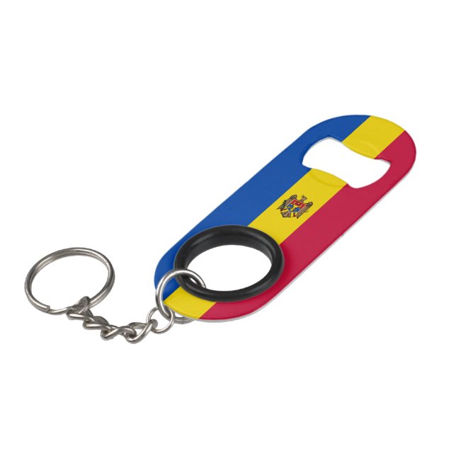 Moldawien-Flagge Mini Flaschenöffner (Vorderseite Schrägansicht)