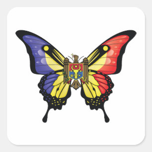 Moldawien-Frack-Schmetterlingsflagge Quadratischer Aufkleber
