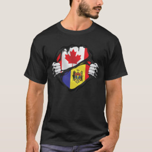 Moldawisch-kanadische Hände rissen Wurzeln Flagge T-Shirt
