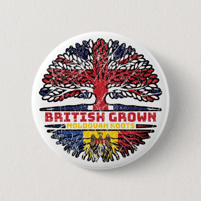 Moldova Moldovan Uk United Kingdom British Tree Button (Vorderseite)