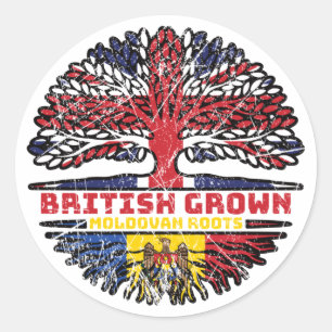 Moldova Moldovan Uk United Kingdom British Tree Runder Aufkleber