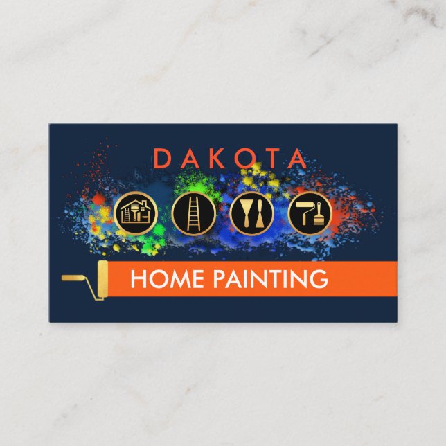 Moldy Colorful Paint Splatter Home Repair Visitenkarte (Vorderseite)