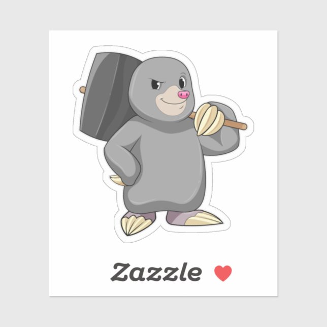 Mole als Handyman mit Hammer Aufkleber (Blatt)