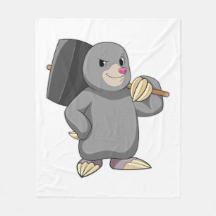 Mole als Handyman mit Hammer Fleecedecke