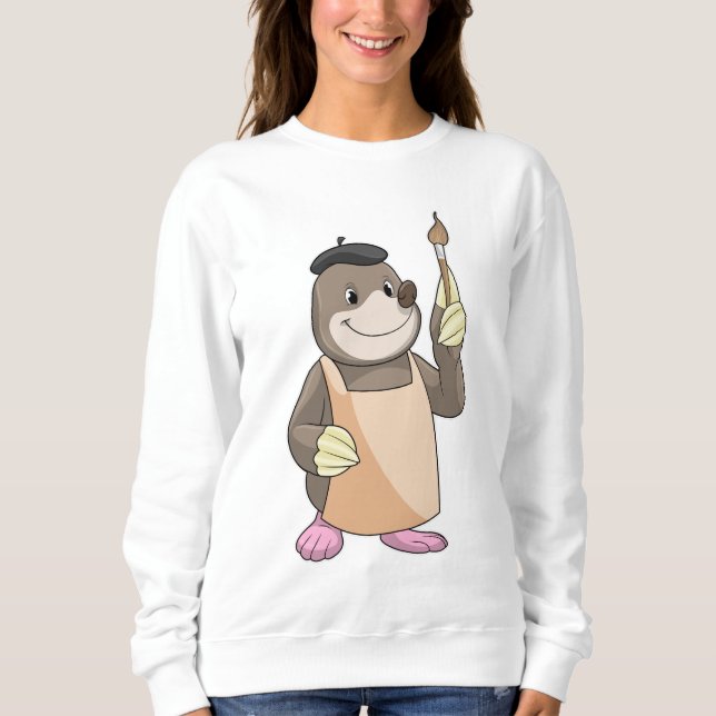 Mole als Maler mit Pinsel Sweatshirt (Vorderseite)