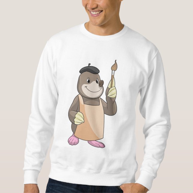 Mole als Maler mit Pinsel Sweatshirt (Vorderseite)