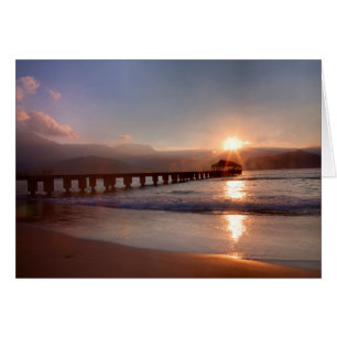 Mole am Strand bei Sonnenuntergang, Hawaii
