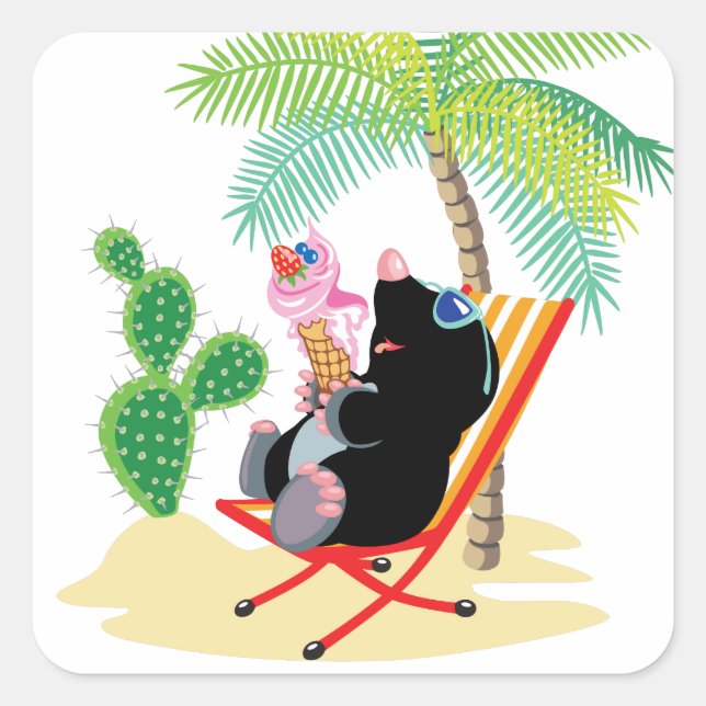 Mole am Strand Quadratischer Aufkleber (Vorderseite)