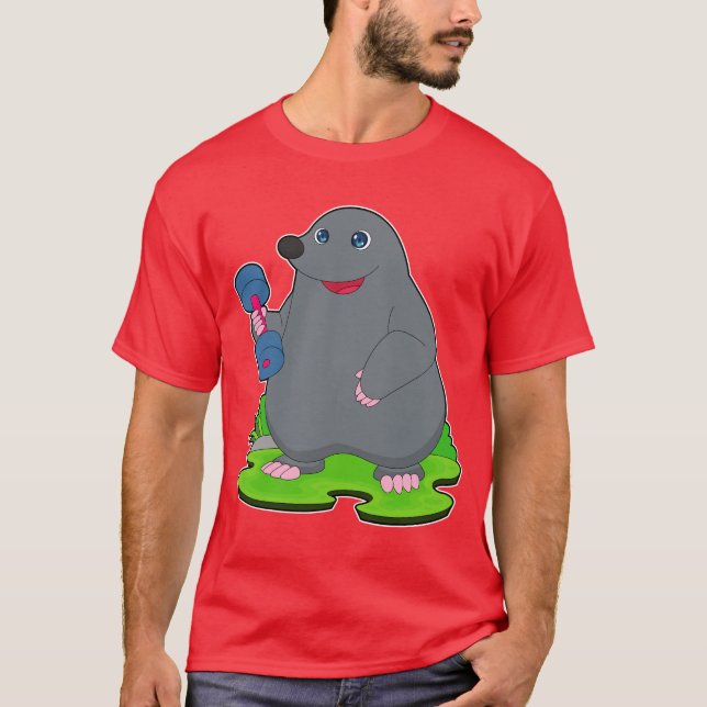 Mole Bodybuilder Dumbell-Bodybuilding T-Shirt (Vorderseite)
