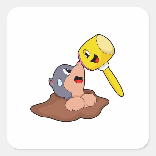 Mole Hammer Quadratischer Aufkleber (Vorderseite)