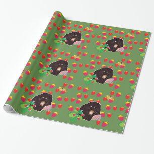 Mole Strawberries Wrapping Paper Geschenkpapier