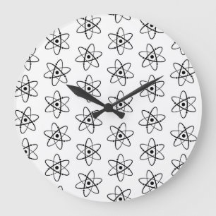 Molecules Atoms Orbit Science Themed Art Pattern Große Wanduhr