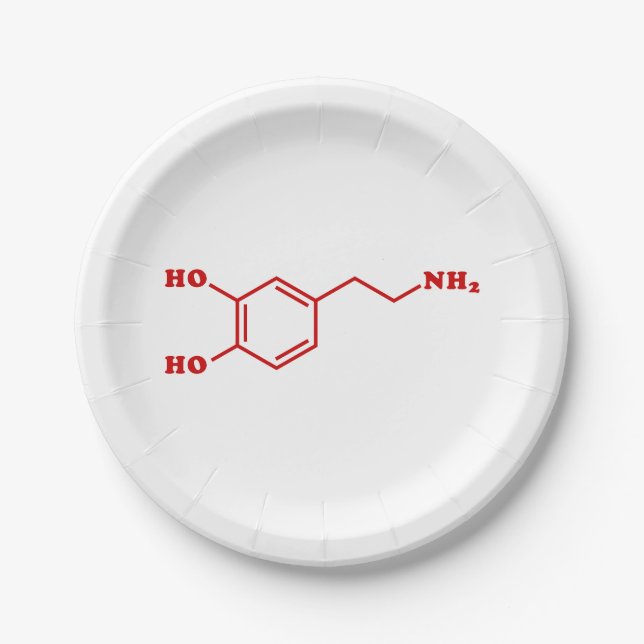 Molekulare chemische Formel für Dopamin Pappteller (Vorderseite)