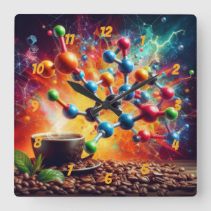 Molekulare Koffeinstruktur - Art-Kaffee der Wissen Quadratische Wanduhr