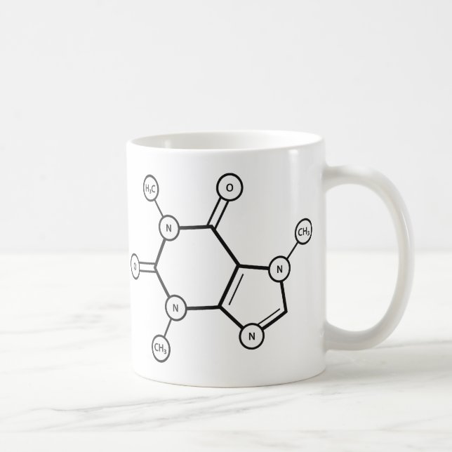 molekulare Struktur des Koffeins Kaffeetasse (Rechts)
