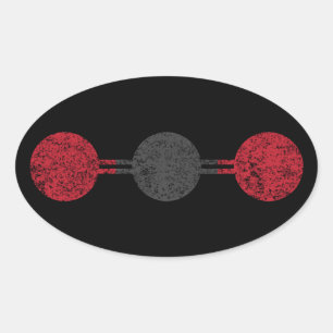 Molekulare Struktur für Kohlendioxid Ovaler Aufkleber