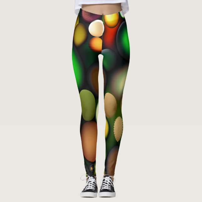 Molekülkreise Regenbogenmuster Leggings (Vorderseite)