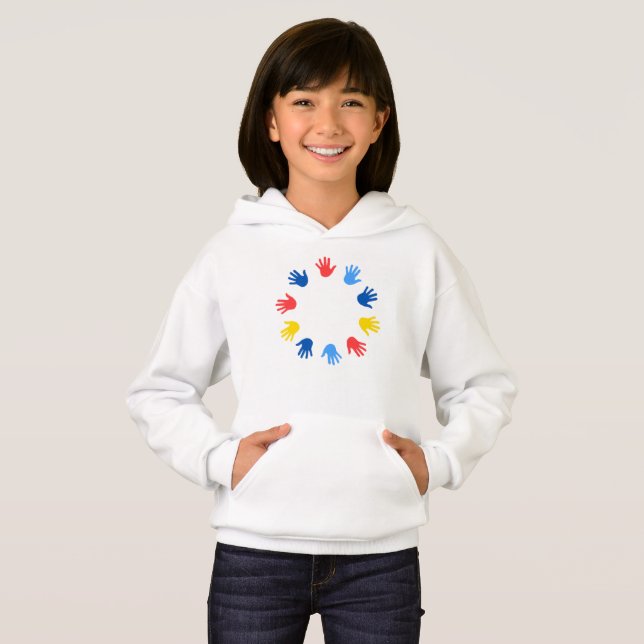 Moletom Infantil Feminino com Capuz Mãos Hoodie (Vorne ganz)