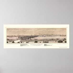 Moline, IL Panorama Karte - 1873 Poster