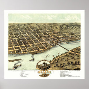 Moline, IL - Panoramakarte - 1869 Poster