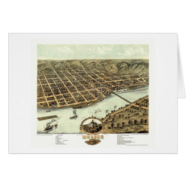 Moline, IL - panoramische Karte - 1869 (Vorderseite (Horizontal))