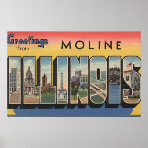 Moline, Illinois - große Buchstabe-Szenen Poster
