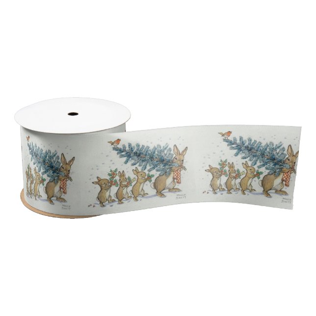 Molly Brett Bunnies Robin Christmas Tree Holly Satinband (Spule)